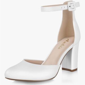 Elegant White Ankle Strap Heels Size 7.5